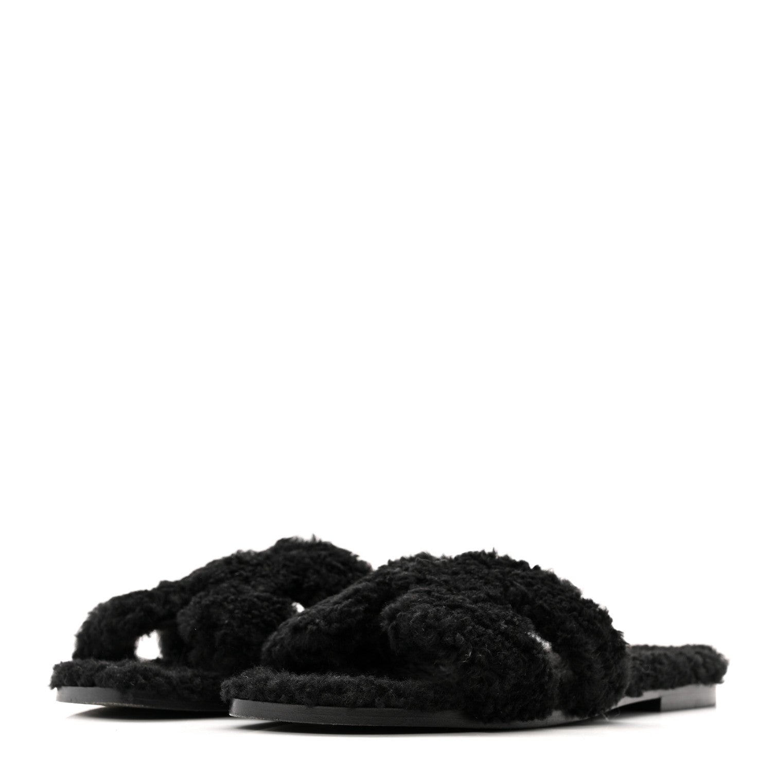 Hermes Woolskin Oran Sandals 38 Black 4 of 10