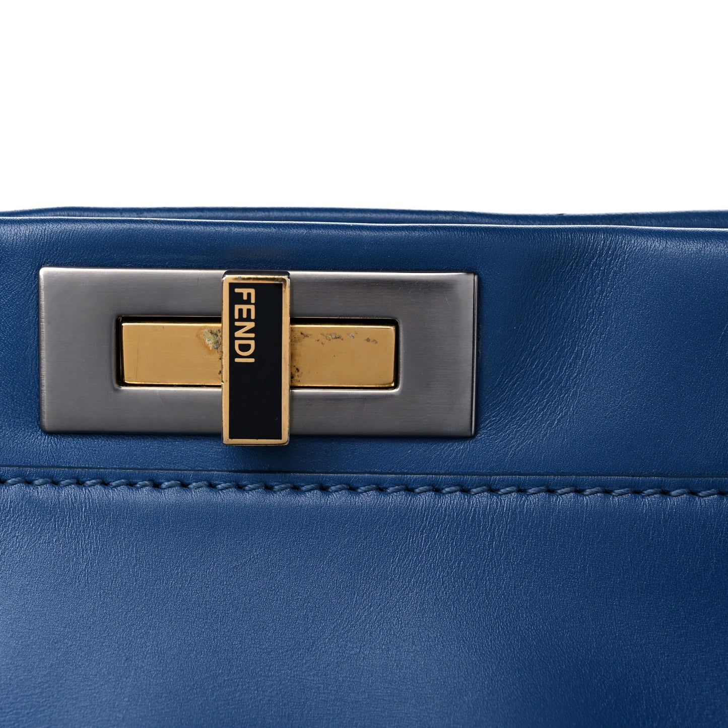 Vitello Suede Large Peekaboo Iconic Satchel Blue Marine
