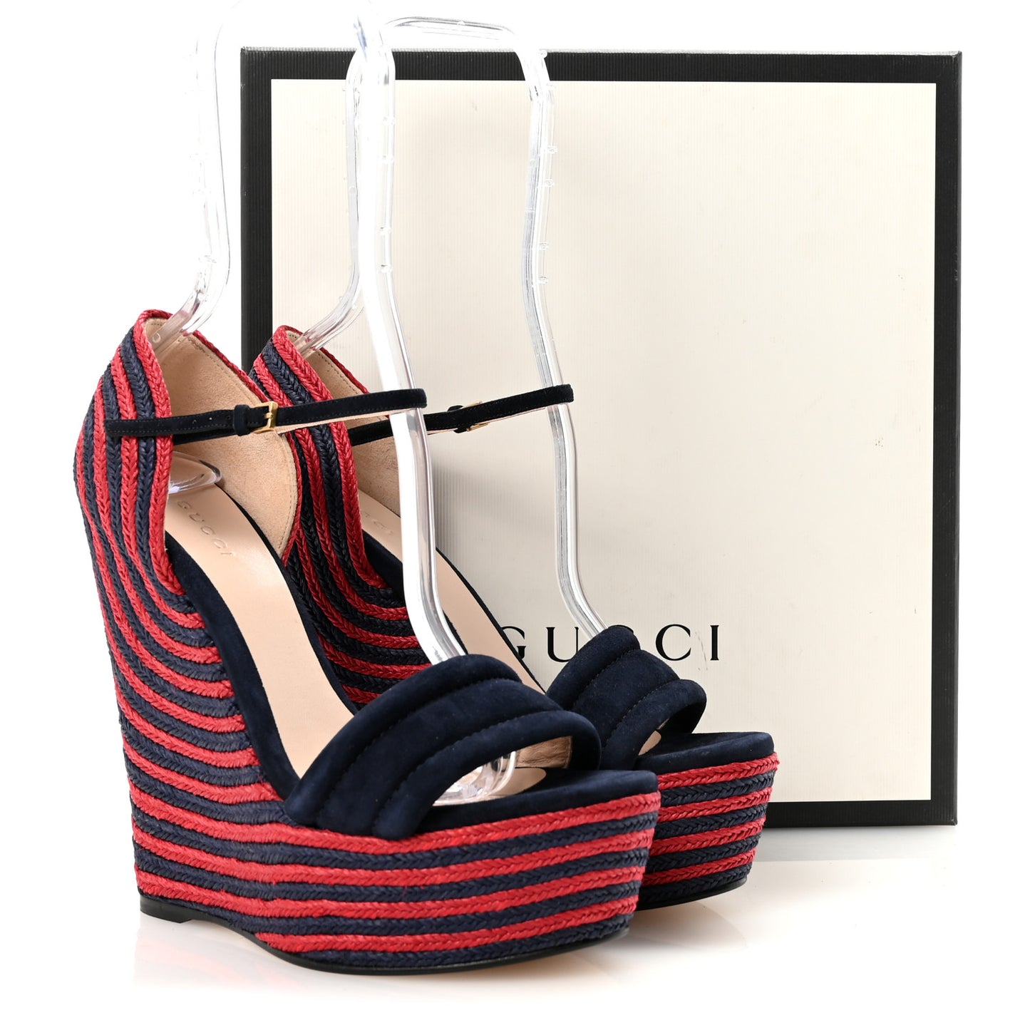 Kid Scamosciato Espadrille Platform Wedge Sandals 38.5 Red Blue