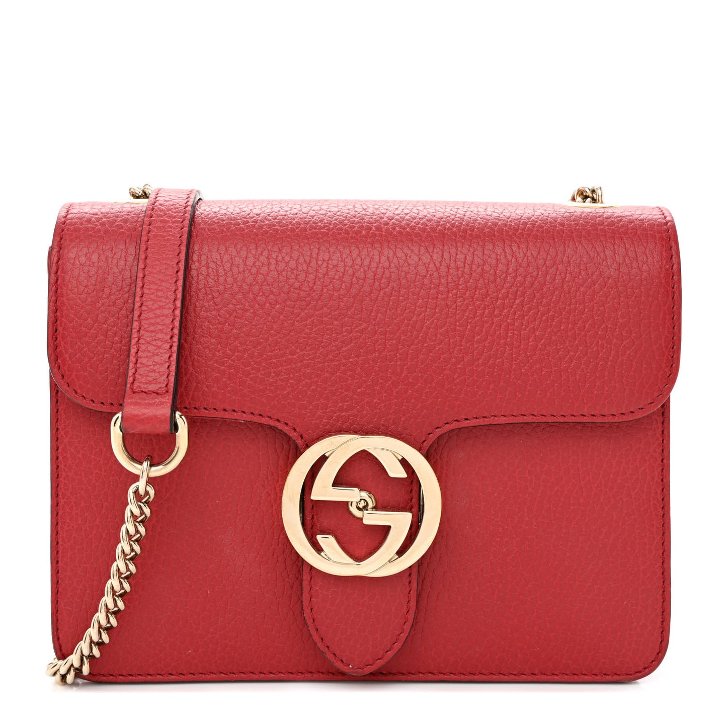 Dollar Calfskin Small Interlocking G Shoulder Bag Red