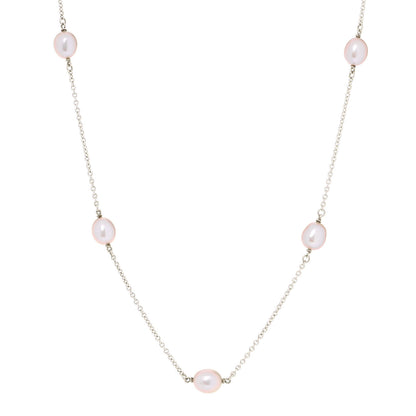 Tiffany Sterling Silver Pink Pearl 6-6.5mm Elsa Peretti Pearls By The Yard Necklace 1 of 7