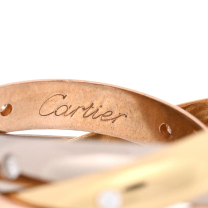Cartier 18K Pink Yellow White Gold Diamond Medium Trinity Ring 53 6.25 4 of 4