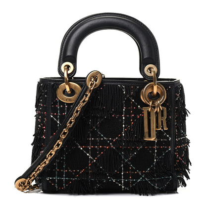 Christian Dior Lambskin Beaded Fringe Mini Lady Dior Black Multicolor 1 of 10