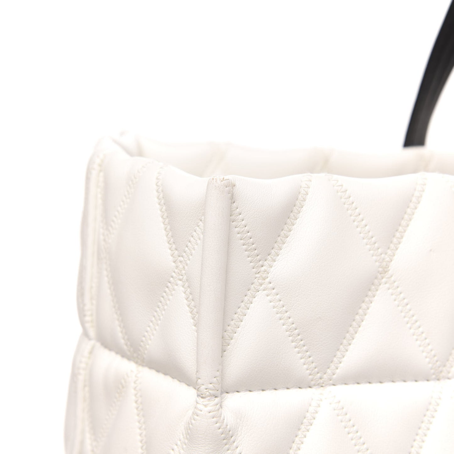 Rubber Effect Canvas Quilted Duo Shopper Tote White