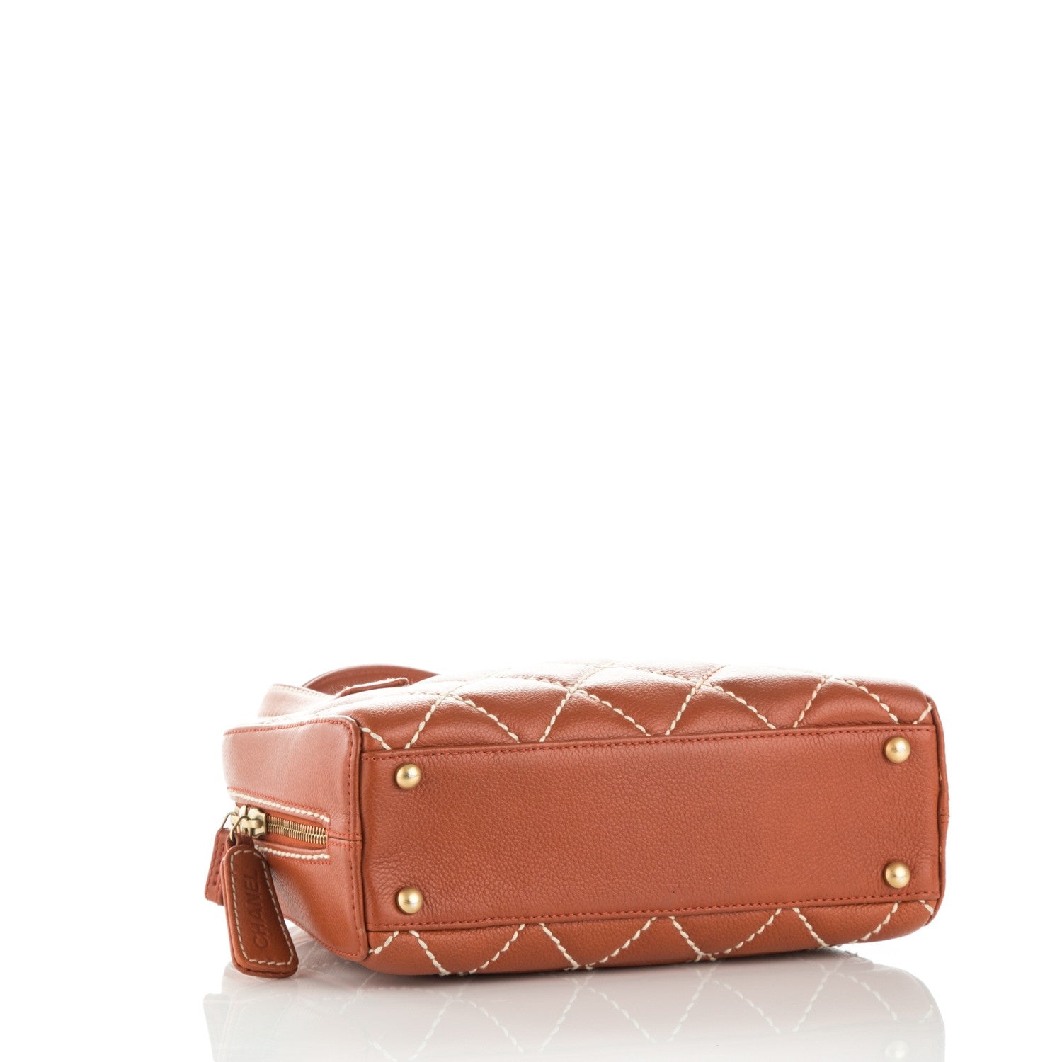 Chanel Calfskin Contrast Stitch Surpique Bowler Brown 4 of 7