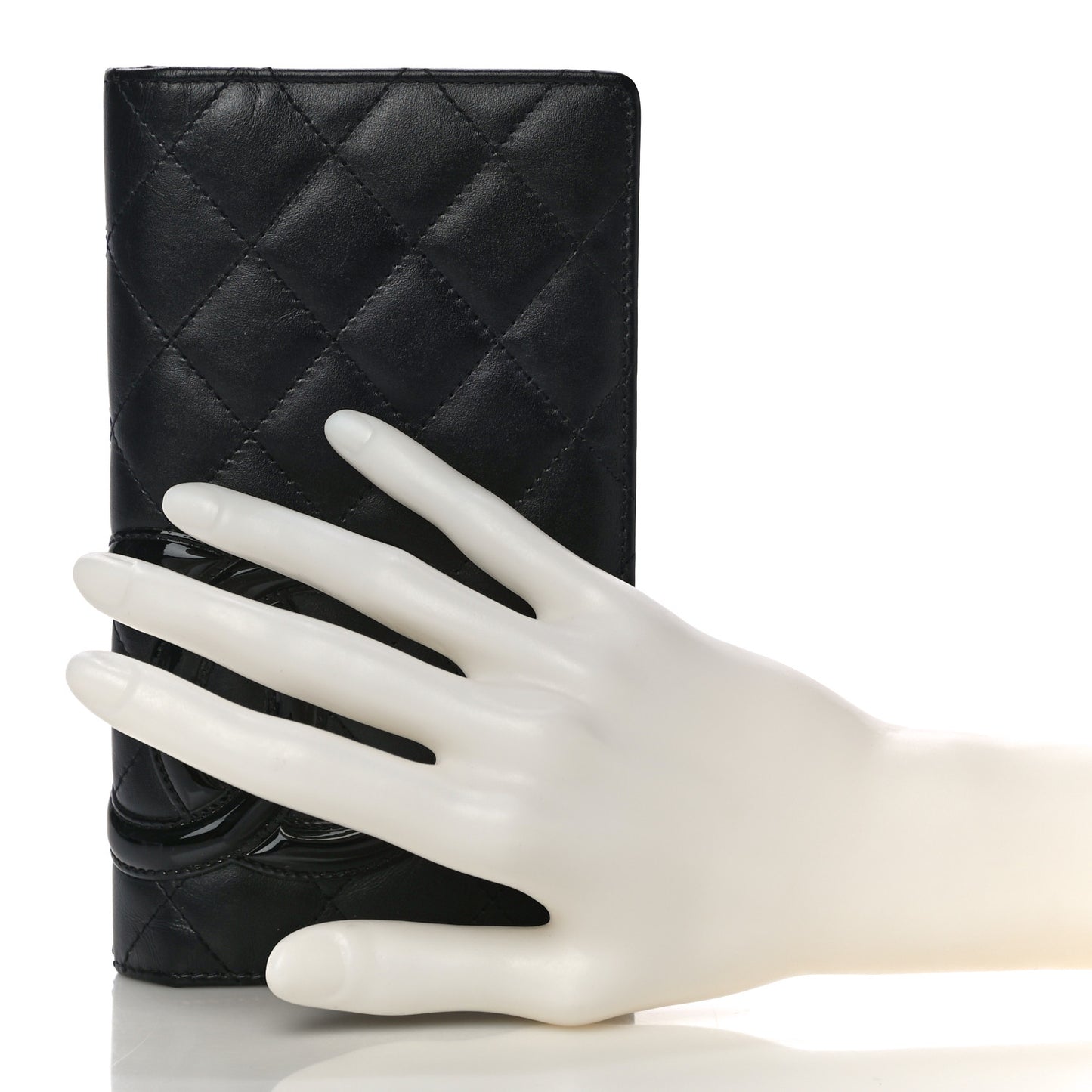 Calfskin Quilted Cambon Yen Wallet Black