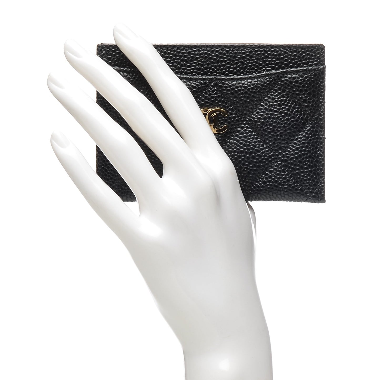 Caviar Quilted Card Holder Black