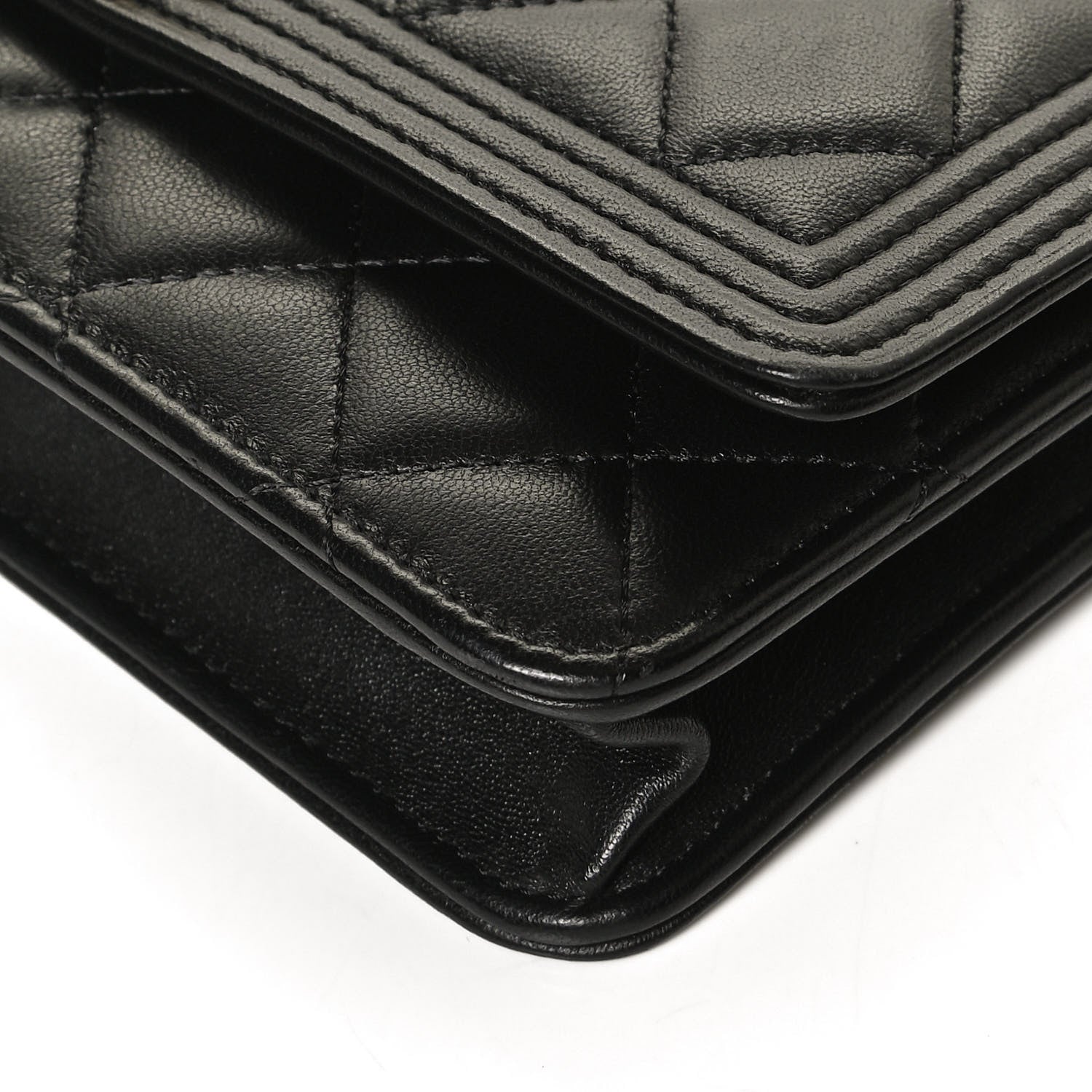 Chanel Lambskin Quilted Boy Wallet On Chain WOC Black 10 of 11
