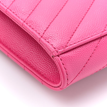 Saint Laurent Grain De Poudre Matelasse Chevron Monogram Envelope Clutch Fuchsia 10 of 10