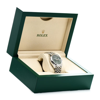 Rolex Stainless Steel 36mm Oyster Perpetual Datejust Watch Olive Green Palm 126200 5 of 5