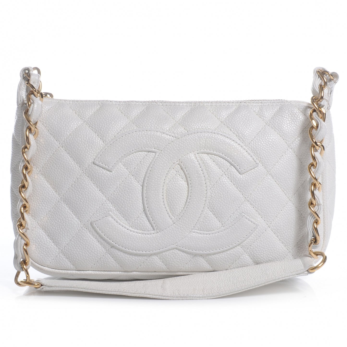 Caviar Quilted Small Pochette White