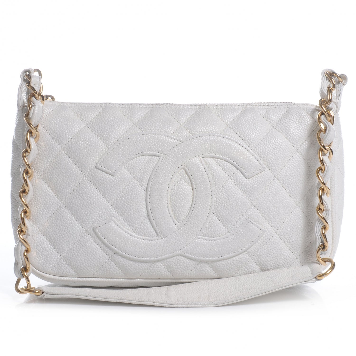 Chanel Caviar Quilted Small Pochette White 1 of 7