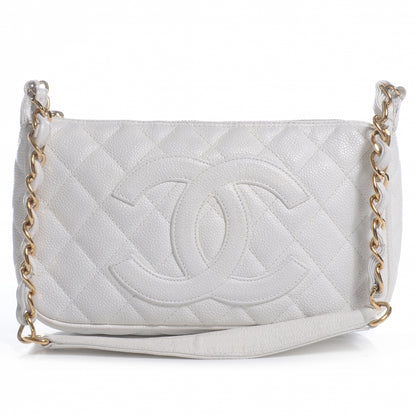 Chanel Caviar Quilted Small Pochette White 1 of 7