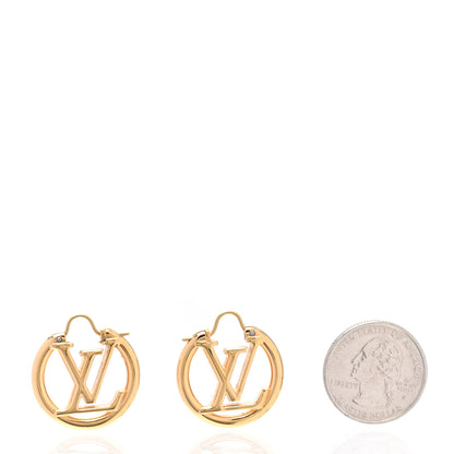 Louis Vuitton Metal Small Louise Hoop Earrings Gold 2 of 4