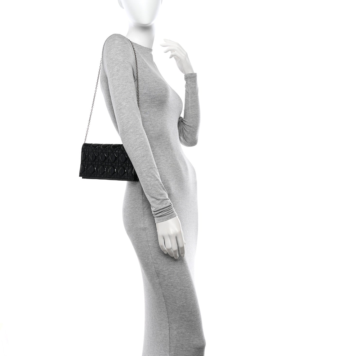 Christian Dior Patent Cannage Lady Dior Convertible Clutch Black 2 of 12