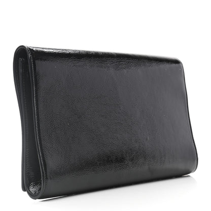 Saint Laurent Textured Patent Monogram Large Belle De Jour Clutch Black 3 of 7