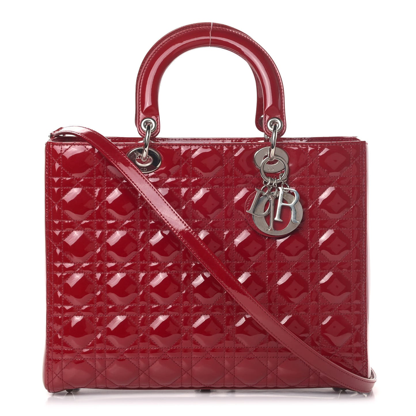 Patent Cannage Large Lady Dior Red