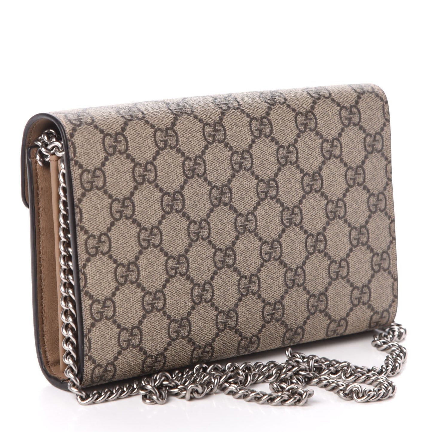 GG Supreme Monogram Mini Dionysus Chain Wallet Beige Taupe