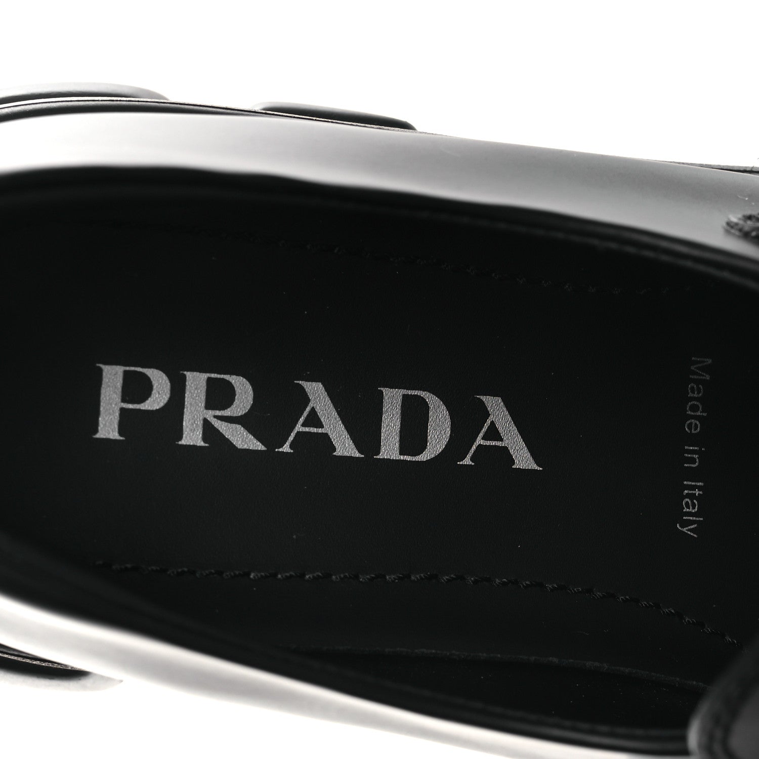 Prada Spazzolato Rois Metal Triangle Logo Monolith 55mm Loafers 39 Black 8 of 11