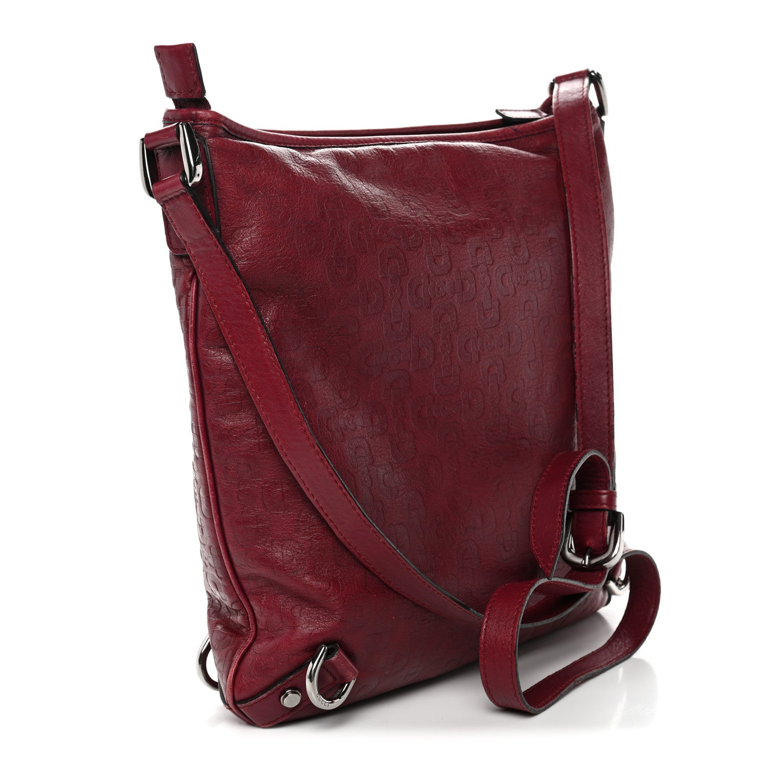 Gucci Calfskin Horsebit Embossed Abbey Messenger Red 3 of 16