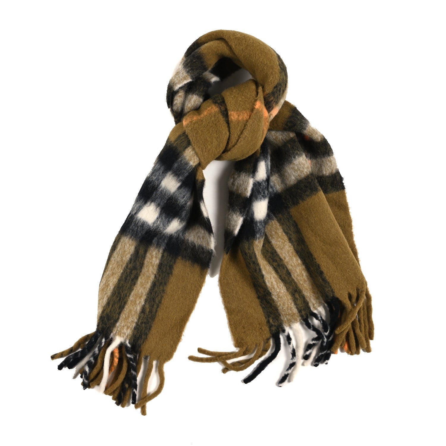 Burberry Mixed Fibers Big Check Fringe Scarf Oxide 1817407