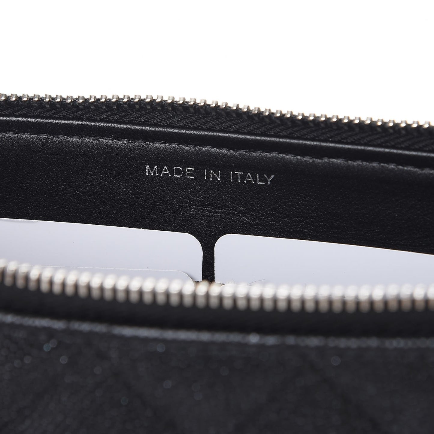 Iridescent Caviar Quilted Large Zipped Clutch Black