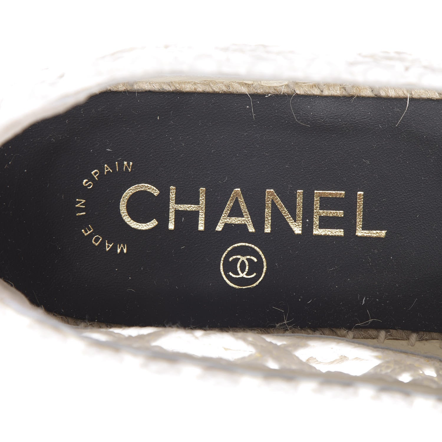 Chanel Woven Fabric Grosgrain CC Espadrilles 38 White Black 5 of 7