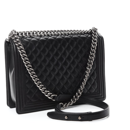 Chanel Lambskin Quilted Large Boy Flap Black 3 of 11