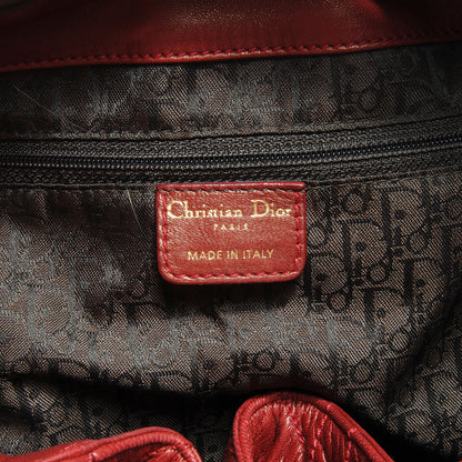 Christian Dior Lambskin Cannage Drawstring Bag Red 6 of 7
