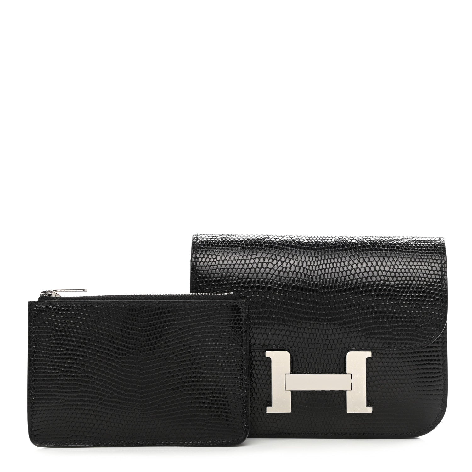 Hermes Lizard Constance Slim Wallet Black 1 of 7