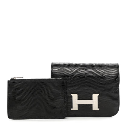 Hermes Lizard Constance Slim Wallet Black 1 of 7