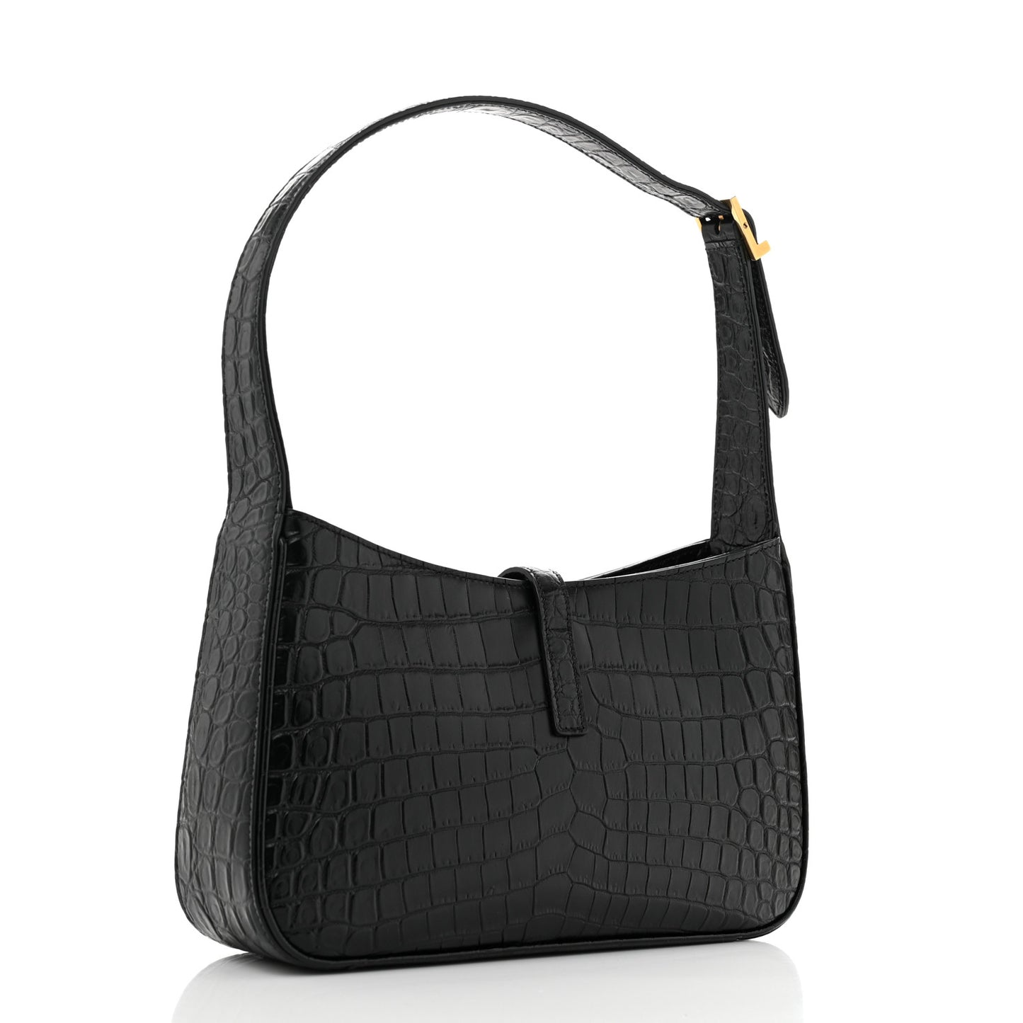 Calfskin Crocodile Embossed Le 5 A 7 Hobo Black