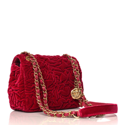 Chanel Velvet Camellia Embossed Mini Square Flap Pink 3 of 9