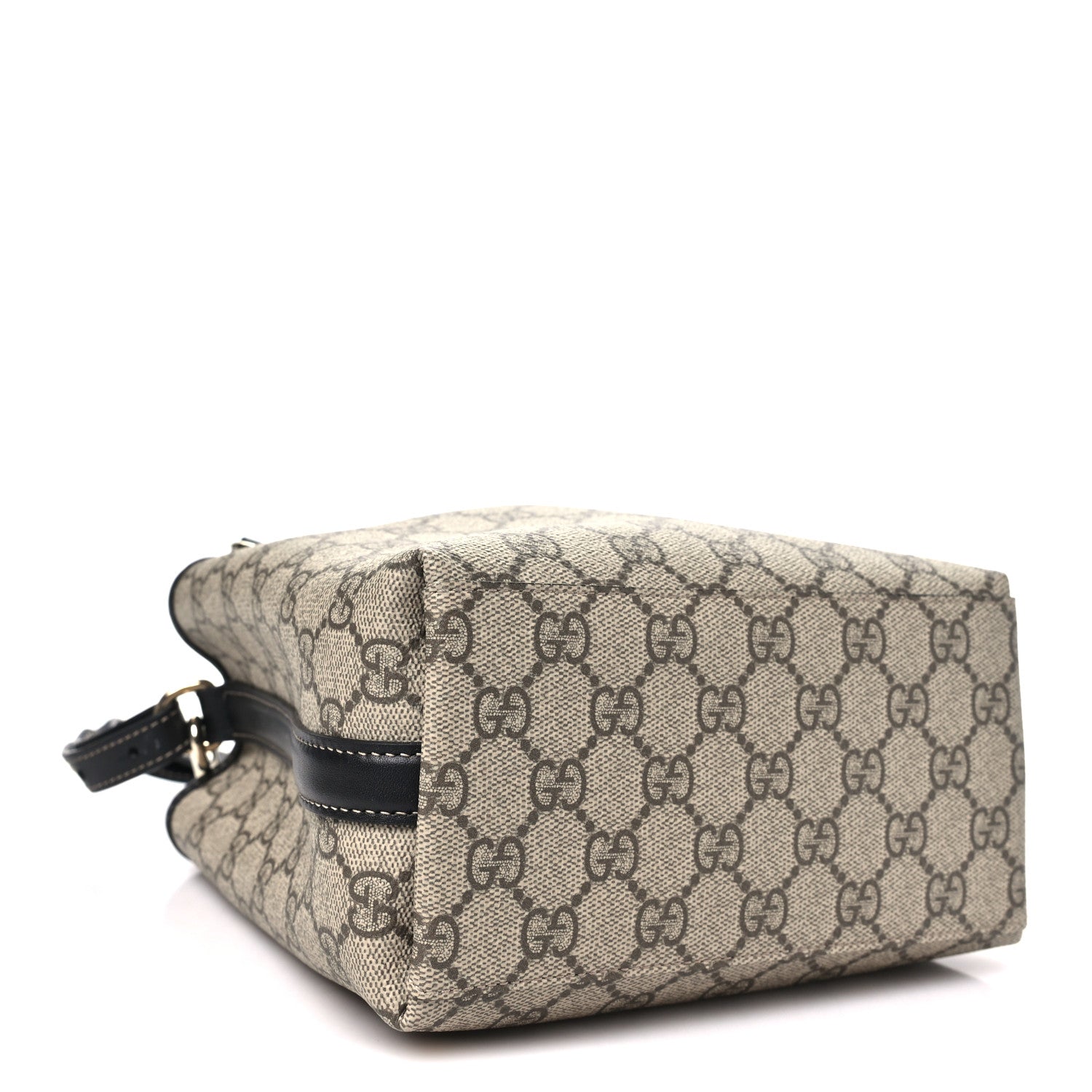 Gucci GG Supreme Monogram Emblem Mini Bucket Bag Beige Black 4 of 9