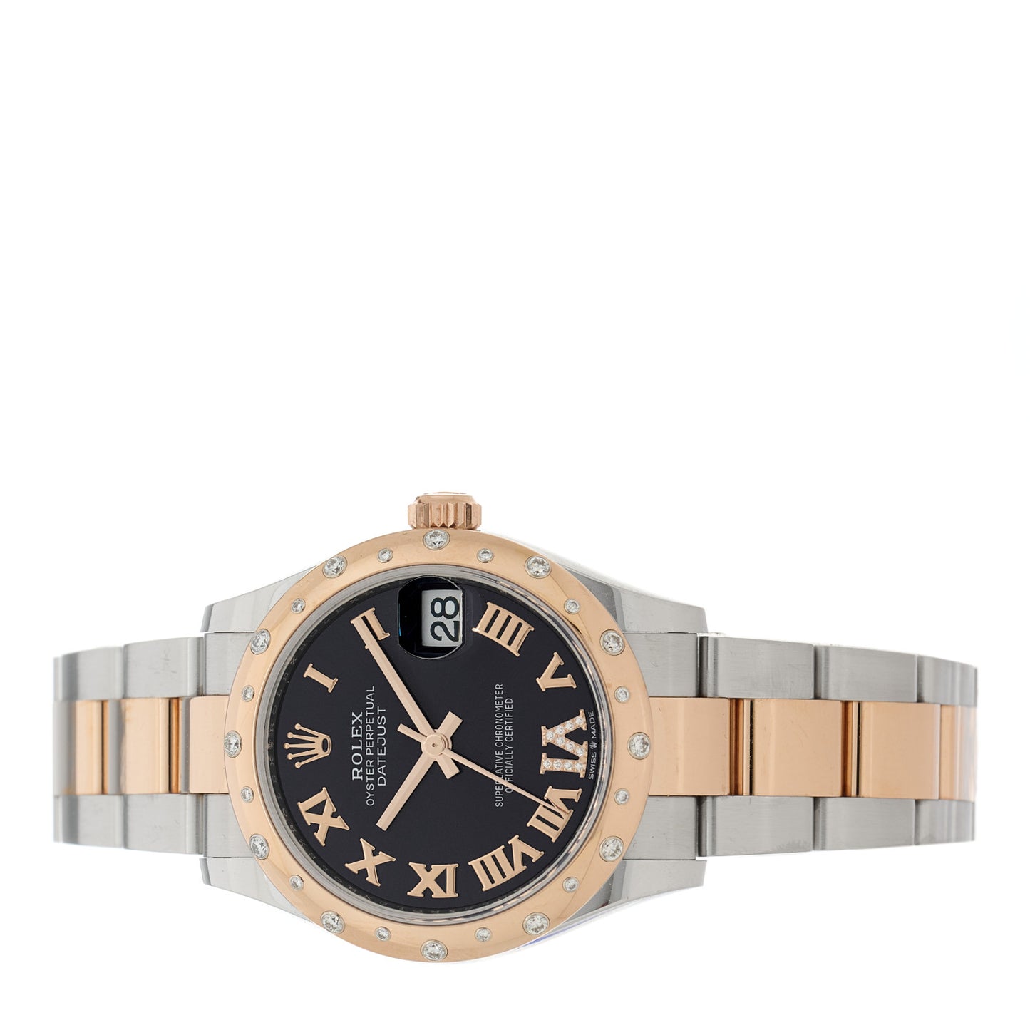 Stainless Steel 18K Everose Gold Diamond 31mm Oyster Perpetual Watch Chocolate Roman 278341