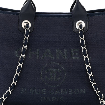 Chanel Mixed Fibers Calfskin Medium Deauville Tote Dark Blue 9 of 16