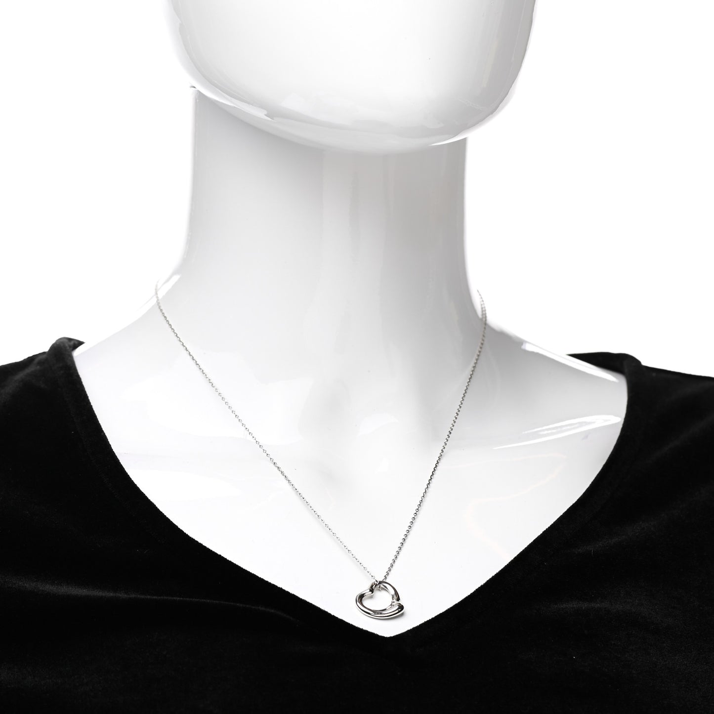 Sterling Silver 16mm Elsa Peretti Open Heart Pendant Necklace