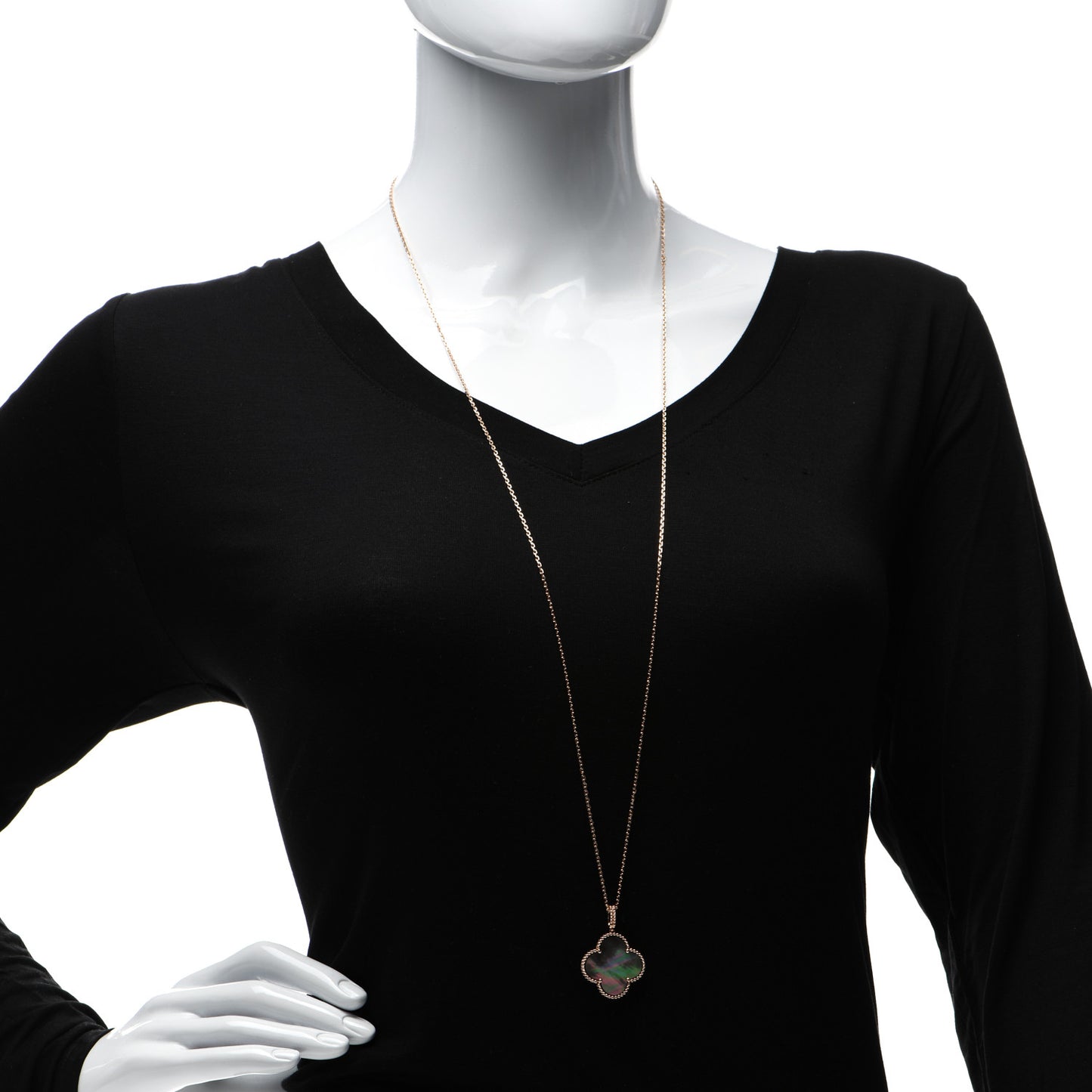 18K Rose Gold Gray Mother of Pearl Magic Alhambra Long Necklace