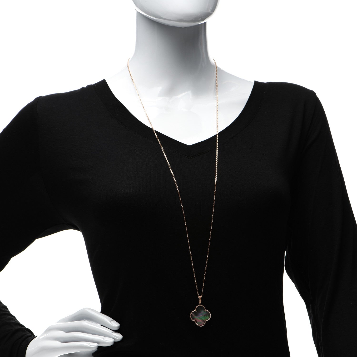 Van Cleef & Arpels 18K Rose Gold Gray Mother of Pearl Magic Alhambra Long Necklace 2 of 5