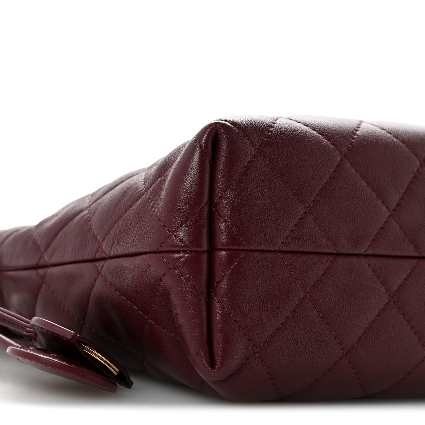 Lambskin Quilted Drawstring Clutch With Strap Dark Burgundy