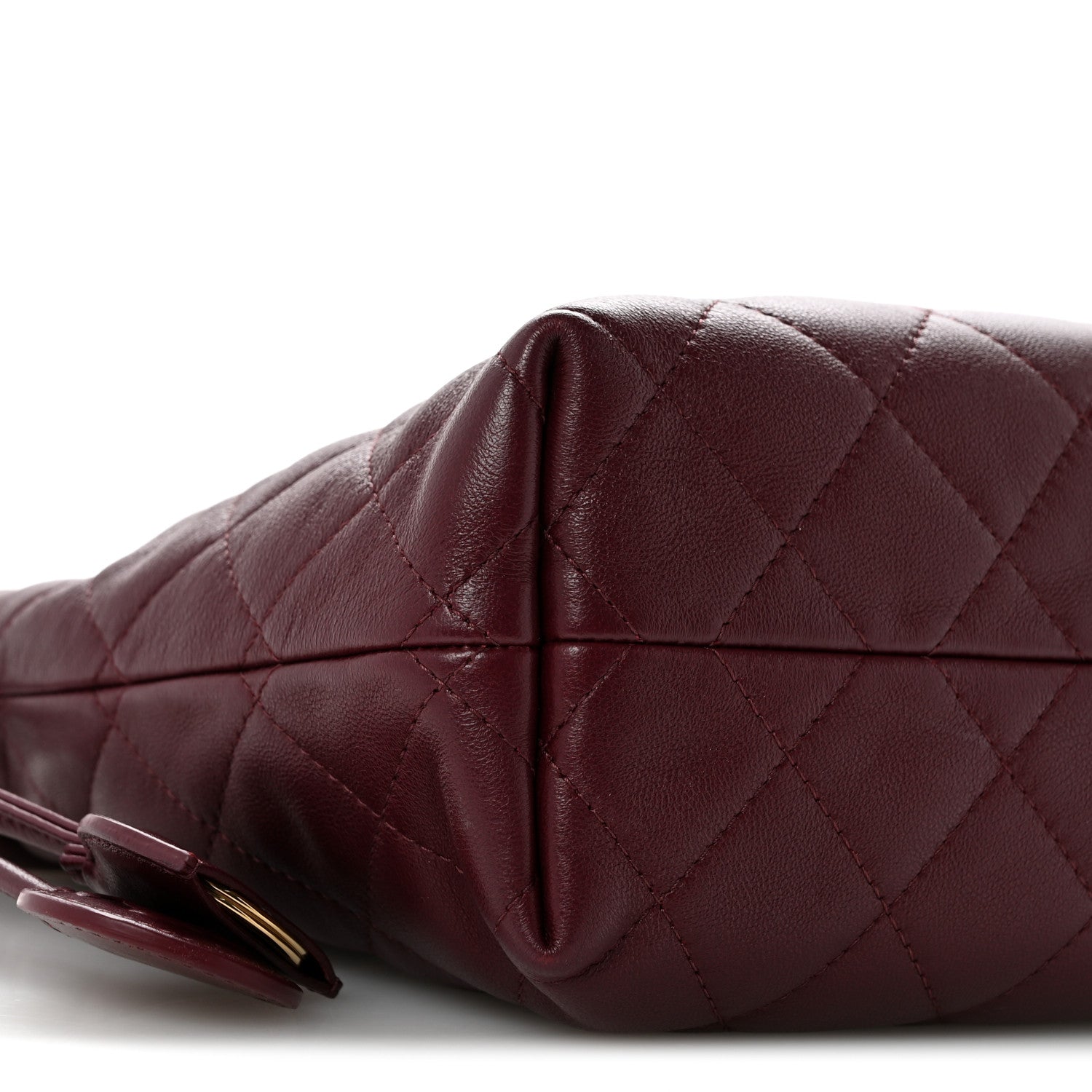 Chanel Lambskin Quilted Drawstring Clutch With Strap Dark Burgundy 9 of 10
