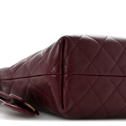 Chanel Lambskin Quilted Drawstring Clutch With Strap Dark Burgundy 9 of 10