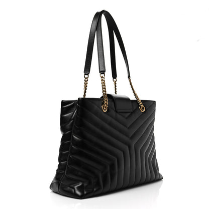 Saint Laurent Calfskin Y Quilted Monogram Large Loulou Shopper Black 3 of 8