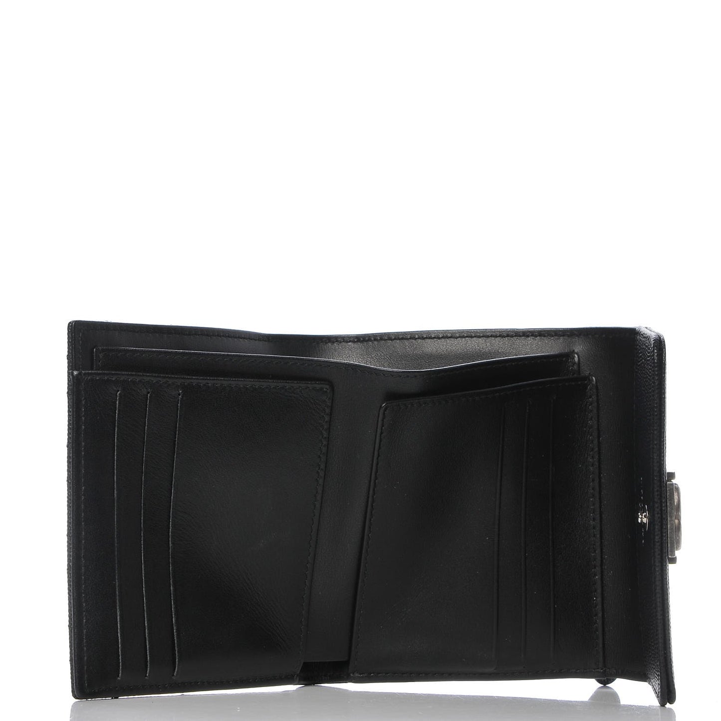 Caviar Quilted Small Boy Flap Wallet Black