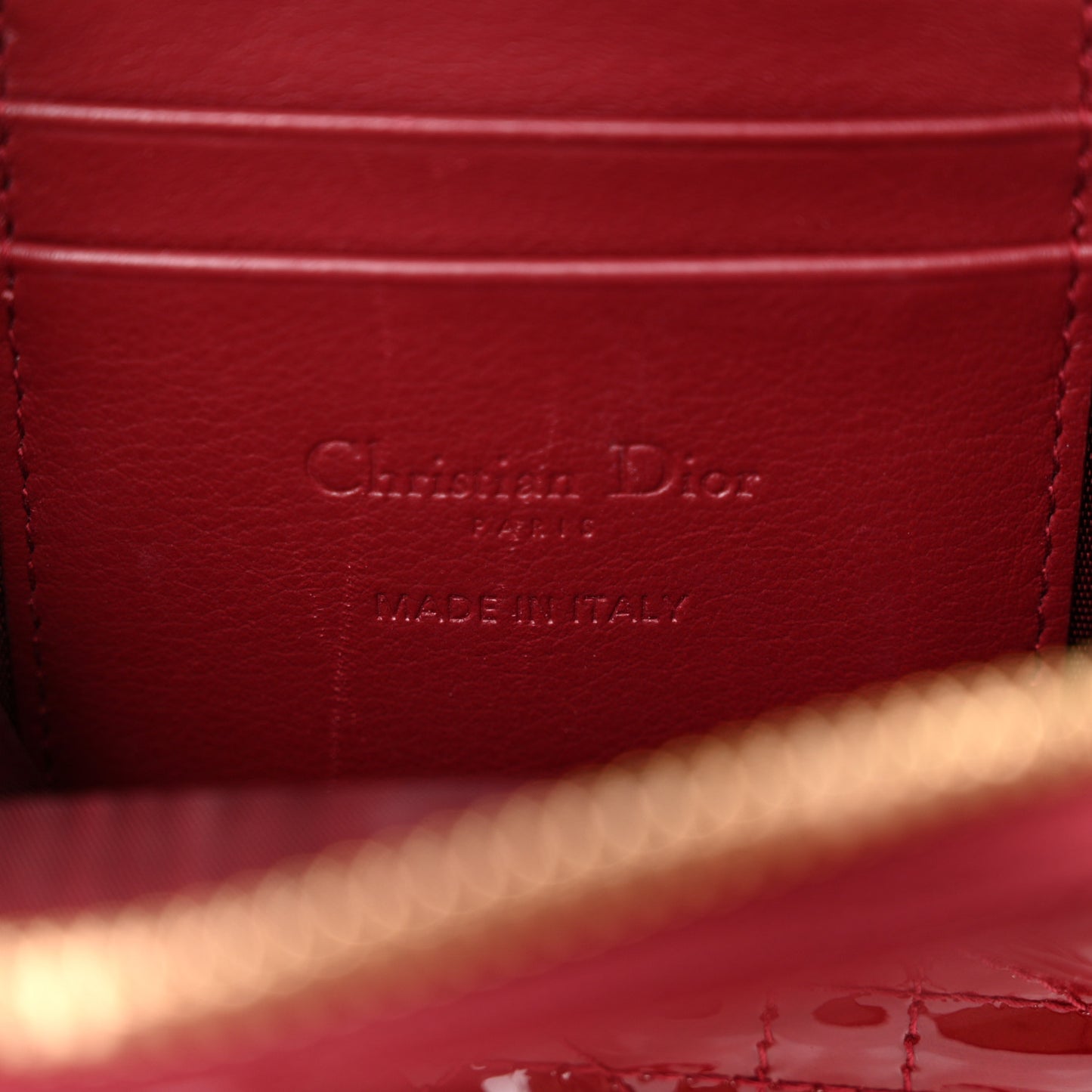 Patent Cannage Lady Dior Phone Holder Red