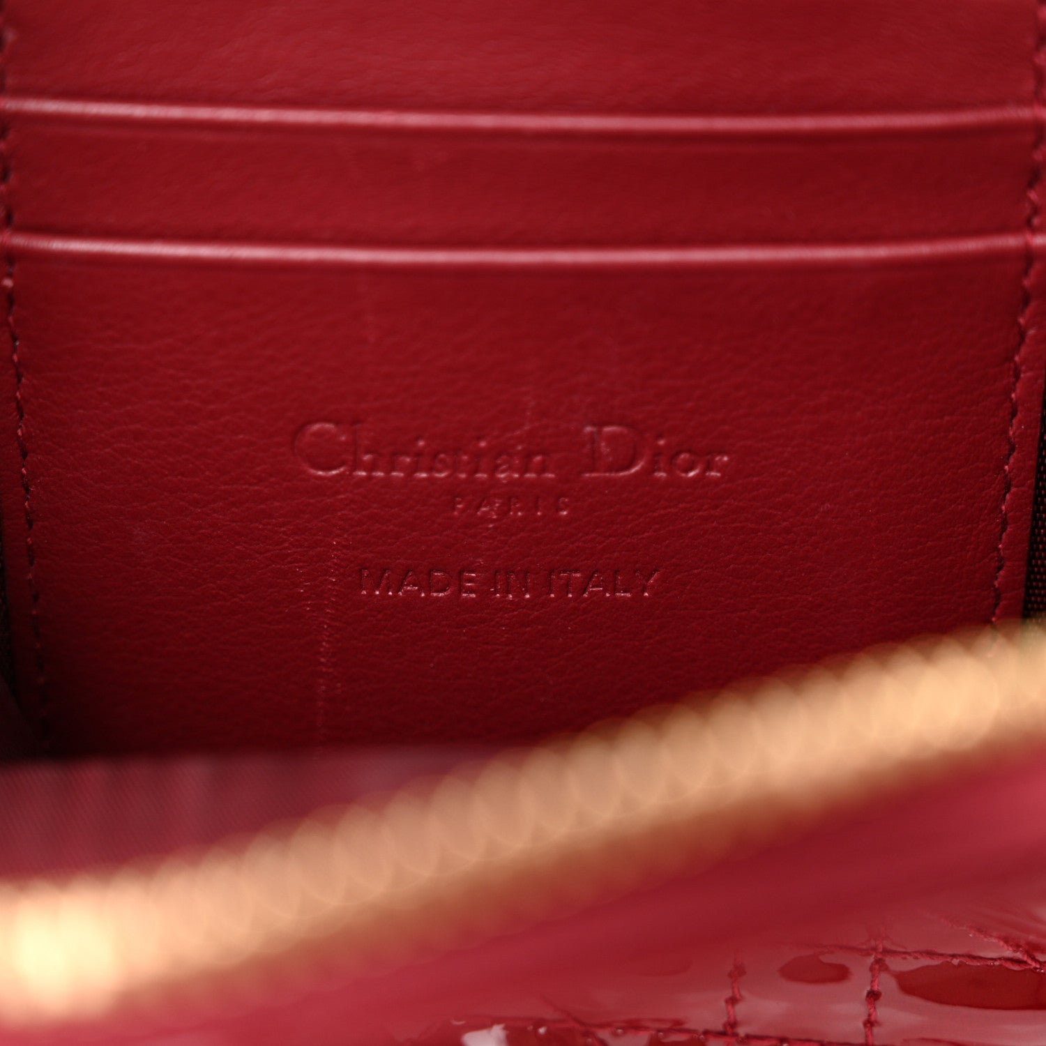 Christian Dior Patent Cannage Lady Dior Phone Holder Red 6 of 12
