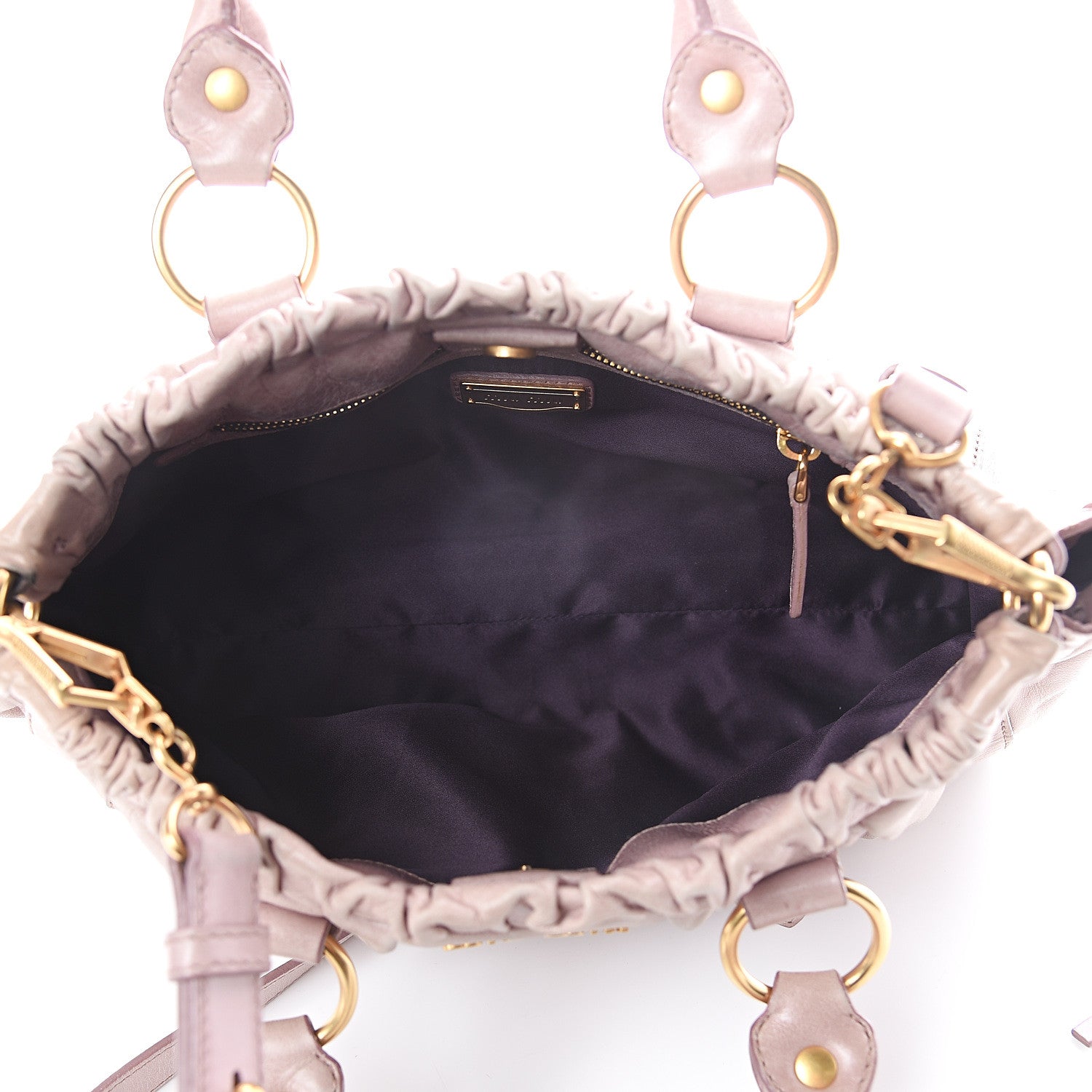 Miu Miu Vitello Lux Gathered Tote Mughetto 4 of 8