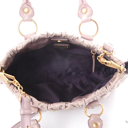 Miu Miu Vitello Lux Gathered Tote Mughetto 4 of 8