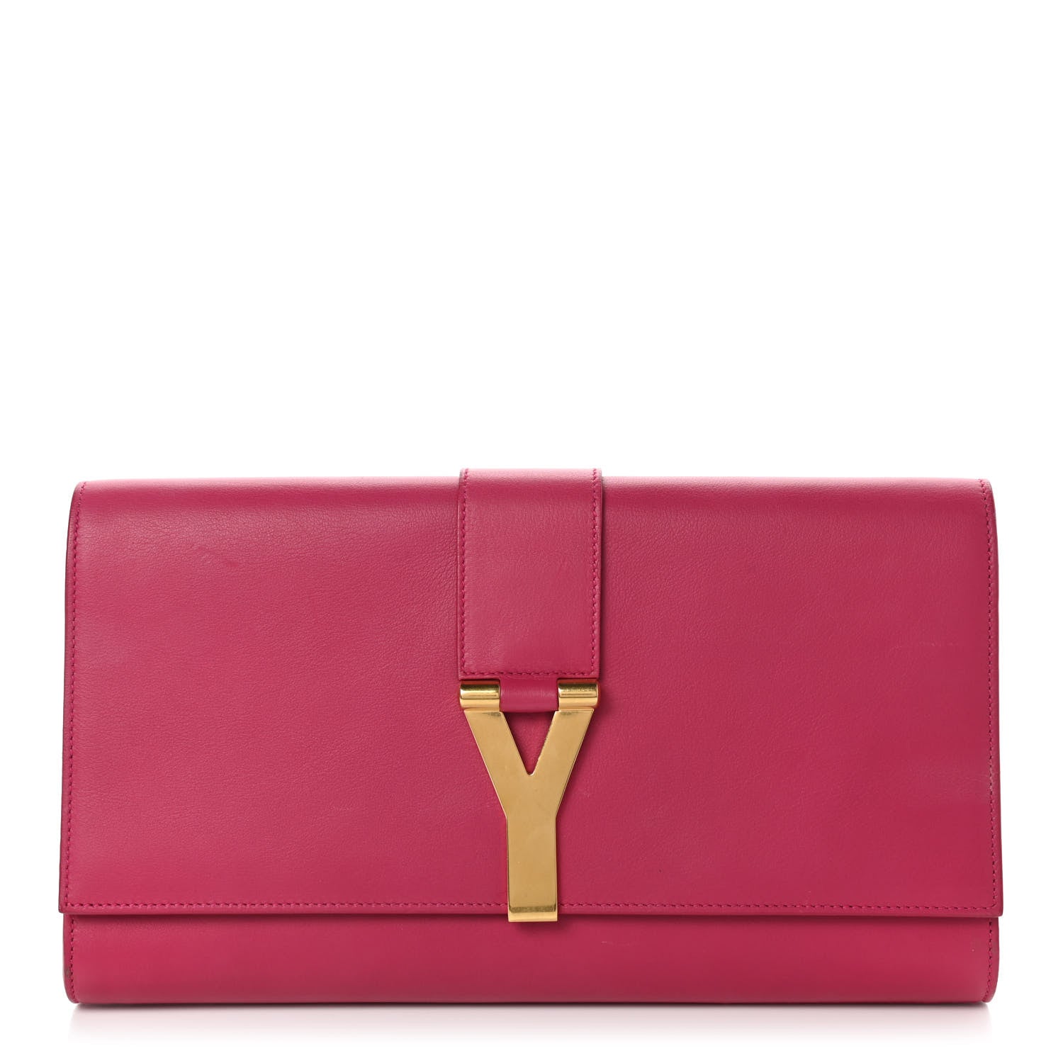 Saint Laurent Calfskin Classic Y Ligne Clutch Fuchsia 1 of 20
