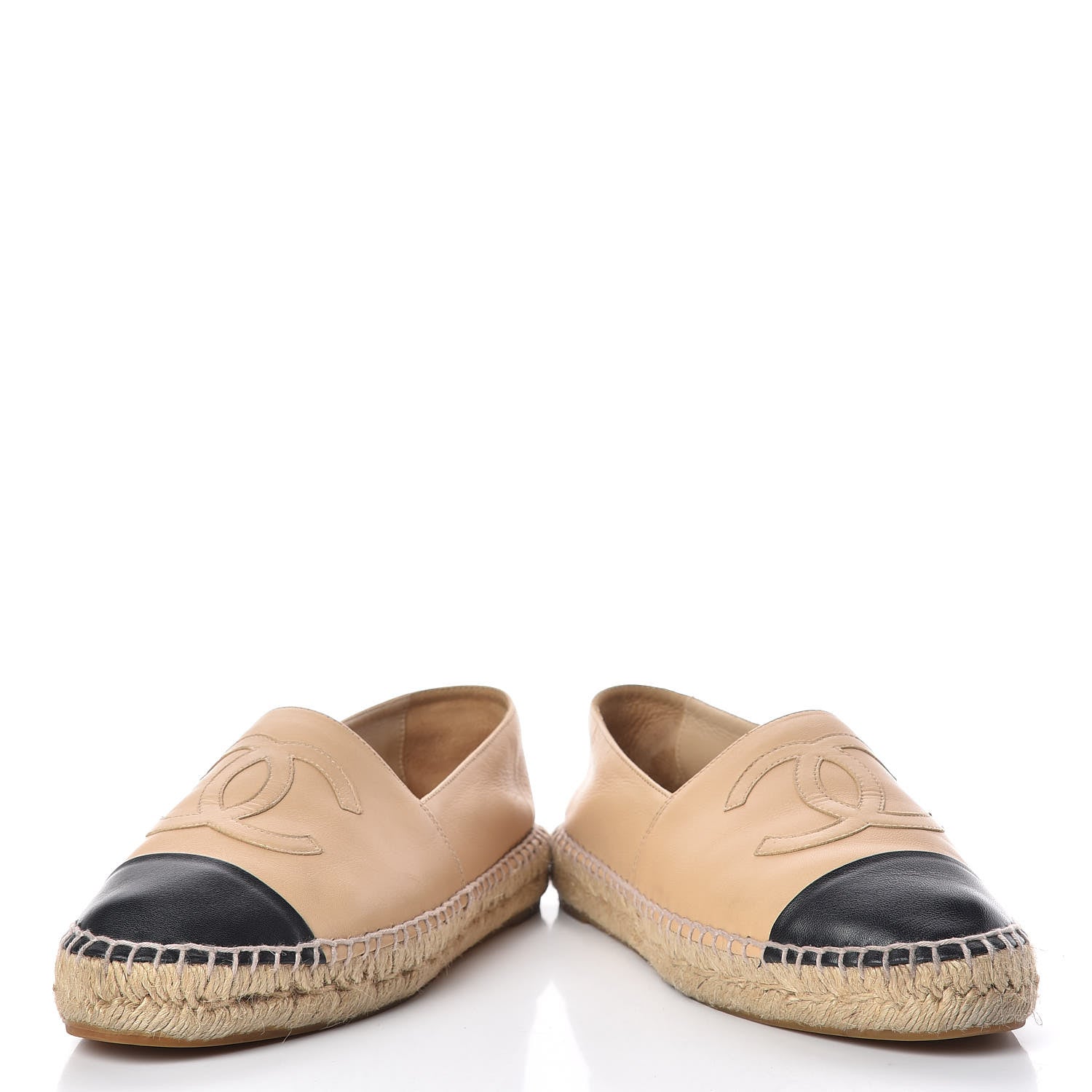 Chanel Lambskin CC Espadrilles 38 Beige Black 6 of 15
